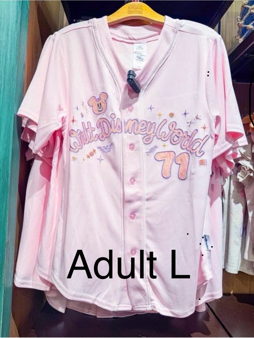Disney World Pink Kids' Baseball Jersey - 71 Embroidered